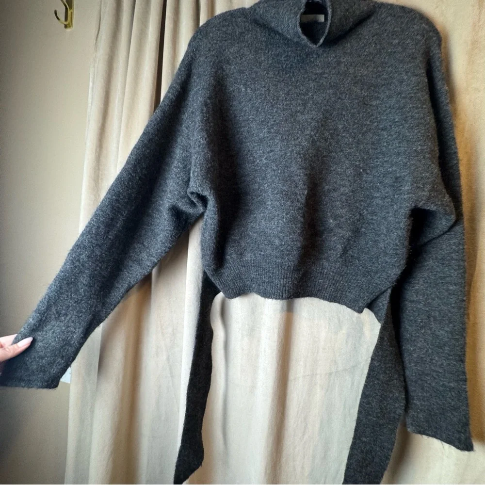 ARITZIA‎ WILFRED Lorin Tie Alpaca Blend Charcoal Turtleneck Sweater Sz Small